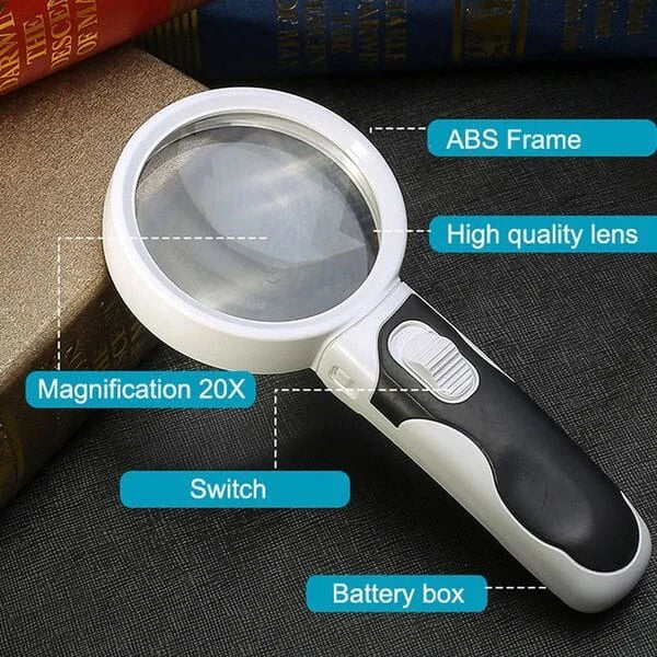 20X Optical Magnifying Glass With LED Light