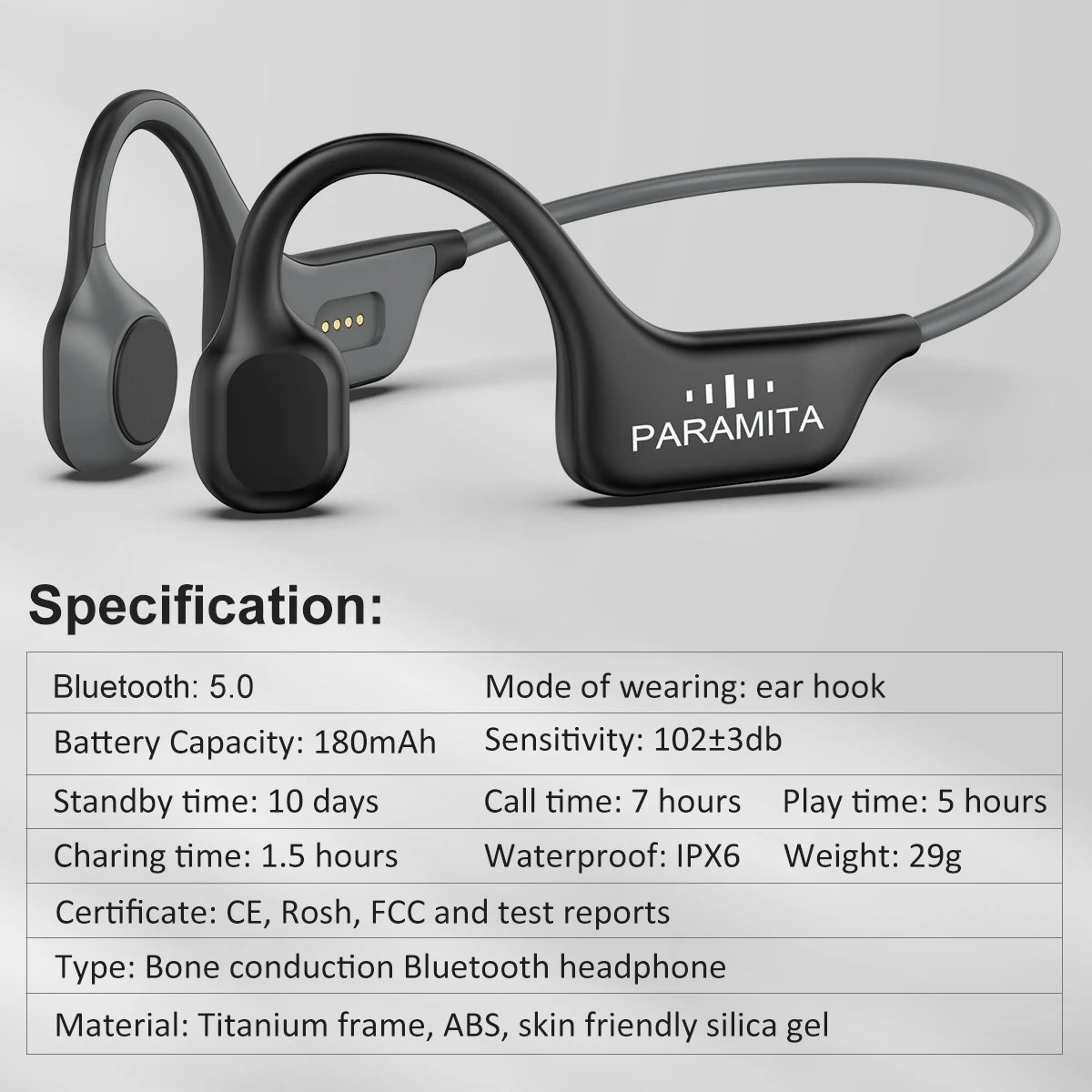 🔥PARAMITA Real Bone Conduction Headphones Bluetooth Wireless Earphones